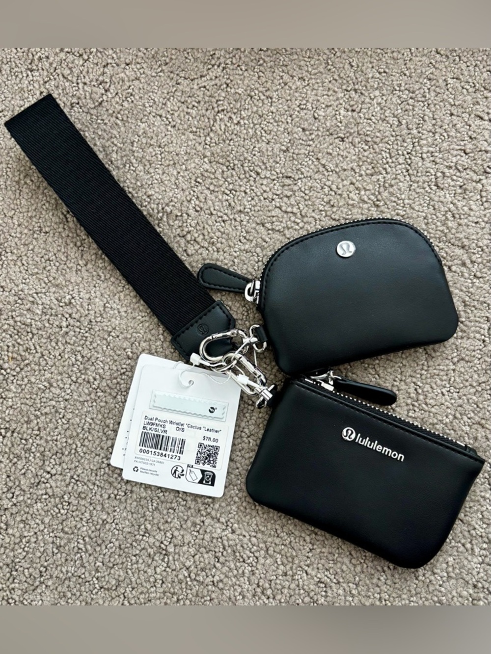 Lululemon Black Dual pouch Wristlet - NEW**